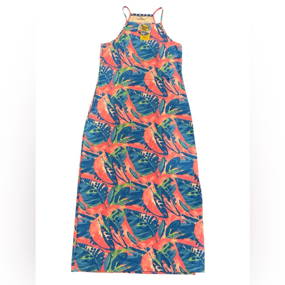 Banana Boat Maxi Dress Blue and Pink Floral Size Medium NWT